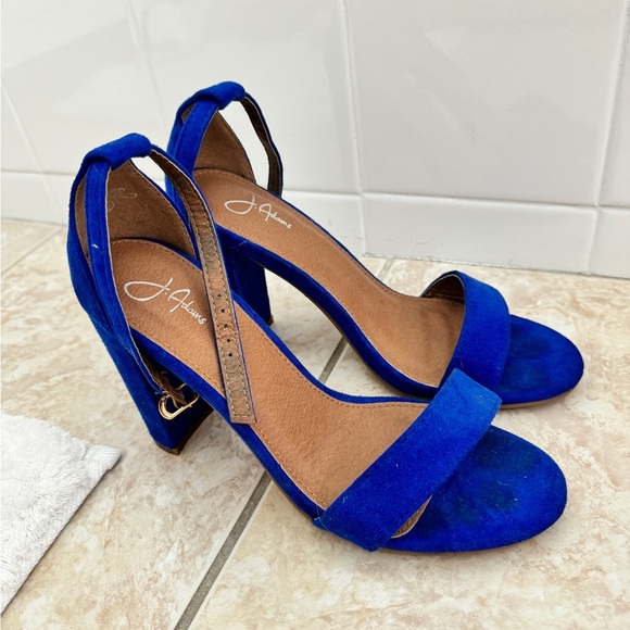 J. Adams Cobalt Blue Chunky Heels - Picture 9 of 15